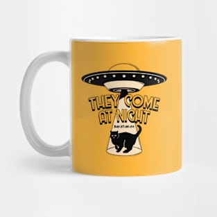 Aliens and Black Cat in yellow Mug